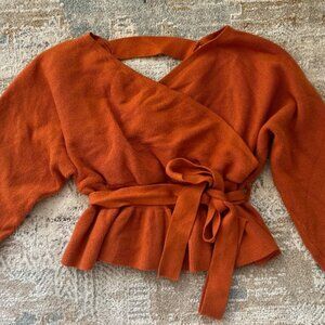 ‼️ Rust Orange Wrap Sweater ‼️